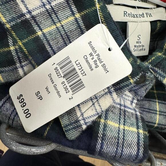 NWT L.L. Bean Scotch Plaid Shirt Women’s Reg S Relaxed Gordon Green Cotton $99 - Picture 10 of 10